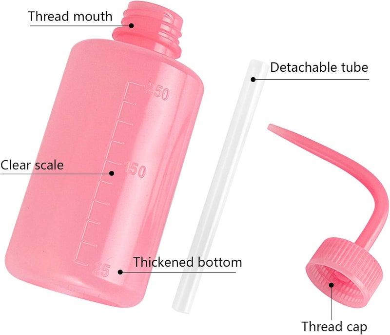 DERSTRA Wash Bottles - 2pcs 250ml Safety Wash Bottle Watering Tools, Economy Plastic Squeeze Bottle Medical Label Green Soap Cleaning Washing Bottle White (Pink) - Image 3
